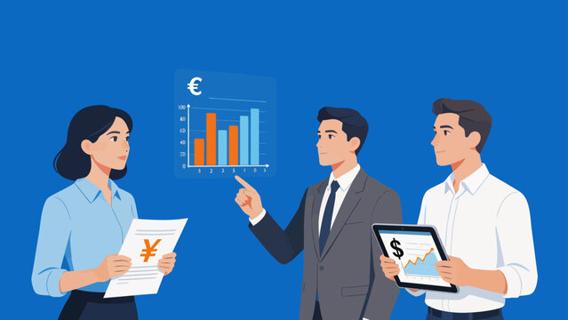 Business team discussing financial data