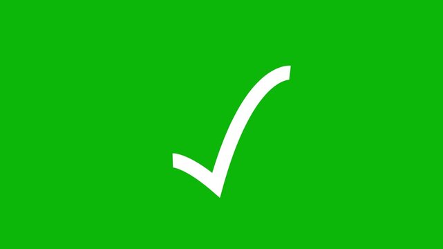 Cheek mark icon green background.