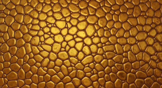 Abstract Golden Textured Background with Organic Pebble or Scale Pattern, Shiny Metallic Surface Design