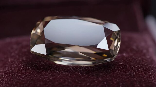 Faceted Topaz Gemstone Resting on Dark Velvet Display