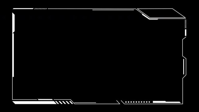 White Futuristic HUD Panel Frame Overlay with Beveled Tech Border and Clean Sci Fi Interface Alpha Channel 4K