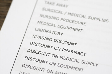 Fototapeta premium Medical Equipment and Laboratory Service Charges on Healthcare Invoice