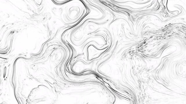 Modern abstract ink sketch texture in monochrome style. Intertwined liquid paint waves in black and white tones. High resolution, artistic and minimal graphic background for professional design.