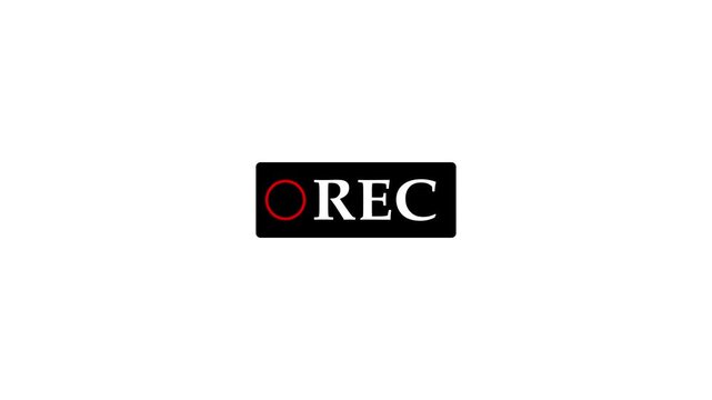 REC recording icon with a red circle and white text on a white background symbol video