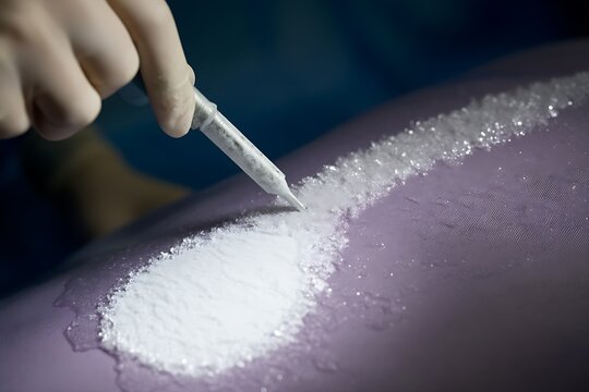 Cryoablation Treatment with Frozen Nitrogen Applied to Patient Skin