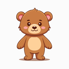 Fototapeta premium Cute Cartoon Teddy Bear Character, Vector Illustration on White Background