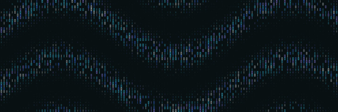Abstract Digital Data Stream Background, Cyber Security Wave Pattern, Blue Matrix Code Concept