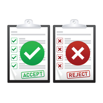 Clipboard with Accept and Reject File Vector Illustration