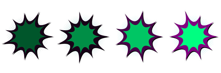 Set of green pop art explosion bubbles for environmental awareness and green energy ads © SimpleDesignStudio