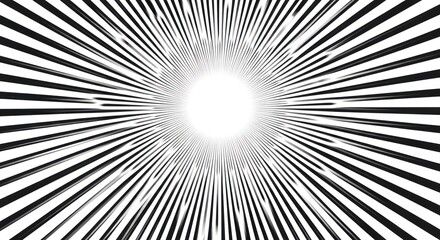 Fototapeta premium Radial lines converge to a bright white center, creating optical illusion