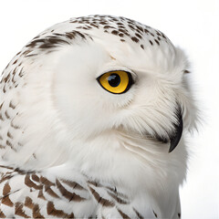Obraz premium Snowy Owl Close-up with Bright Yellow Eyes