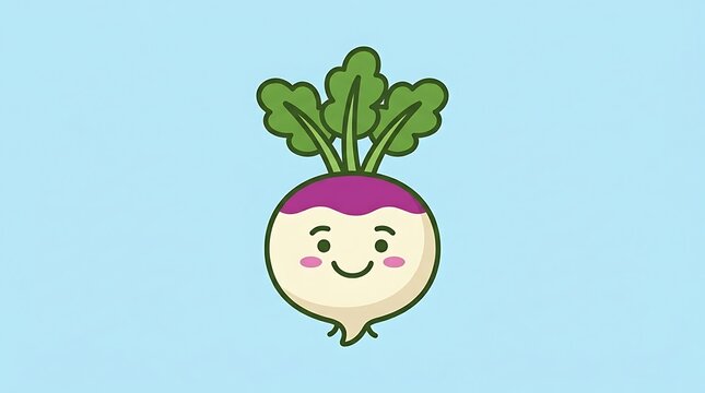 Cute cartoon turnip smiling face.