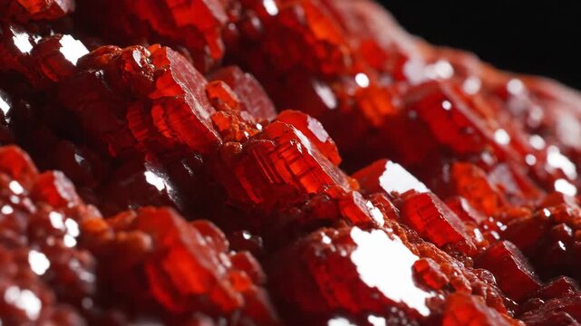 Macro Photography of Brilliant Red Cinnabar Crystals