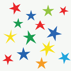 Obraz premium A pattern of colorful five-pointed stars on a neutral background