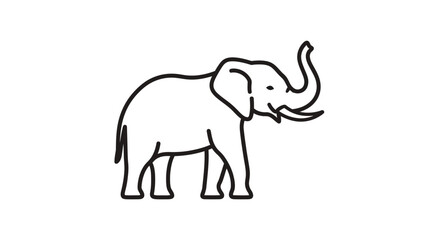 Fototapeta premium Simple Line Art Elephant Icon on White Background