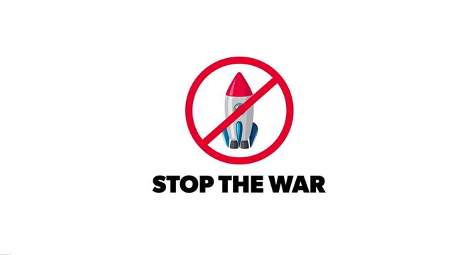 Stop war icon animation for peace protest and anti conflict concept