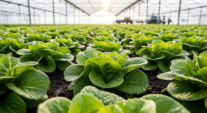 Healthy Green Lettuce Leaves in Hydroponic Farm.