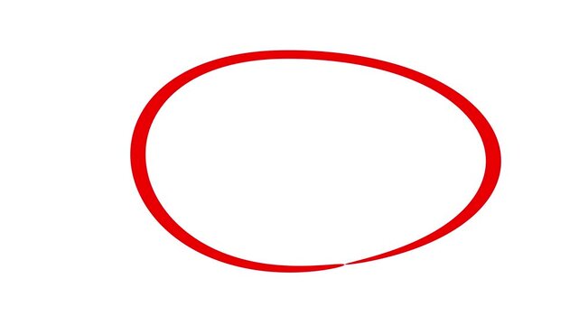 Animated red circle drawn, red marker pen style, doodle red circle marker and underline stroke, Red Circle Highlighter Scribble Animation on transparent background.