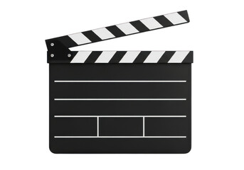 Fototapeta premium Classic film clapperboard with black and white color scheme isolated on transparent background