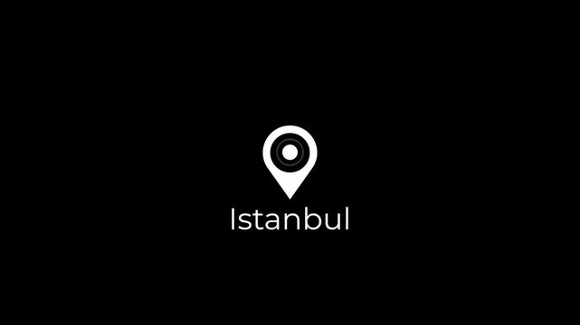 istanbul map pin bounce with ripple effect location marker animation.