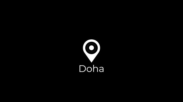 modern map marker bounce animation with ripple effect doha location.
