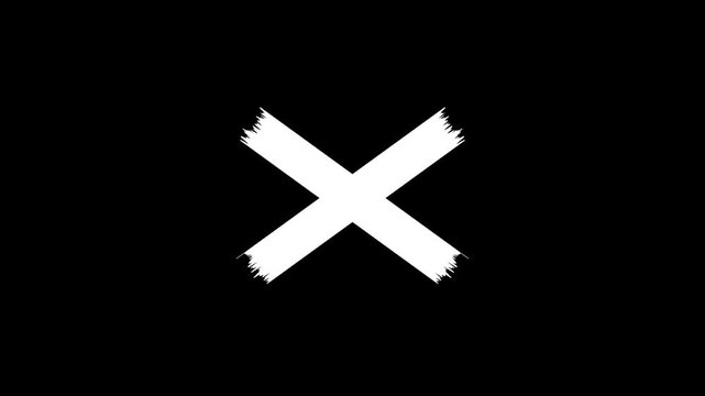 cross mark animation, Wrong Symbol in Motion graphic, red cross mark icon brushstroke animation Transparent background. Red X letter, Prohibition. Error. Wrong marker,