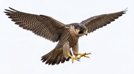 Fototapeta premium A majestic peregrine falcon soaring through the air with wings fully extended in a graceful flight