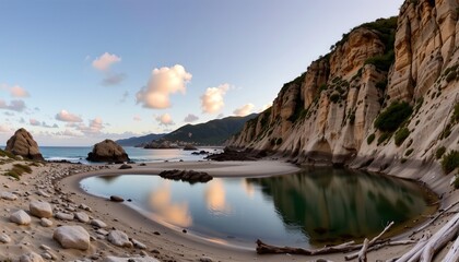 Fototapeta premium Sunset Over Rugged Coastal Cliffs