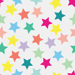 Obraz premium A white background scattered with colorful, five-pointed star shapes