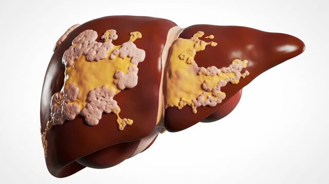 3D Medical Animation showing Fatty Liver Disease and NAFLD Concept