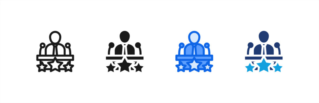Guest Speaker Podium icon multiple style collection. Vector illustration.