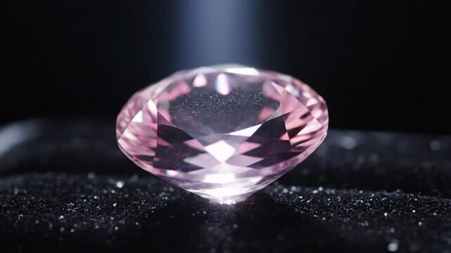 Pale Pink Poudretteite Gemstone Displayed Against Black