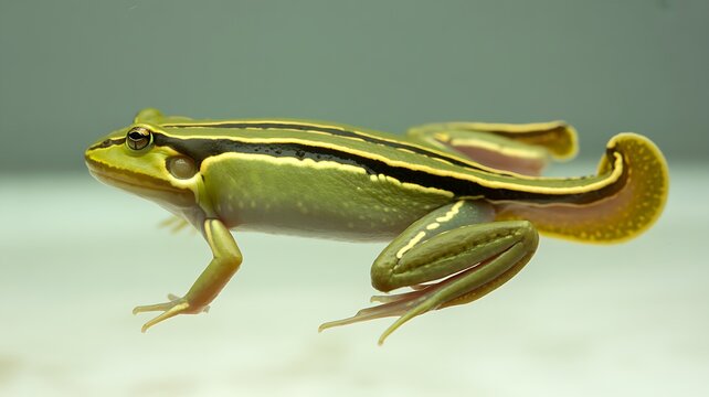 Xenopus Laevis African Clawed Frog Portrait in Profile View