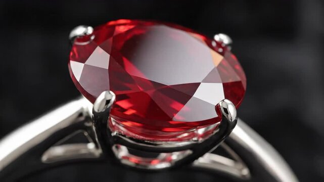 Red Ruby Gemstone Ring Presented Close-up