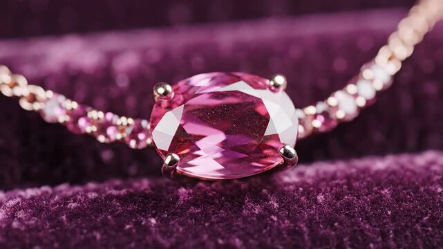 Rose gold necklace with stunning pink rhodolite garnet gemstone