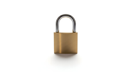 Fototapeta premium Brass Padlock on White Background.
