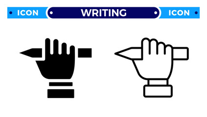 Fototapeta premium Hand Holding Pencil and Journalist Writing Creative Media Vector Icon Set