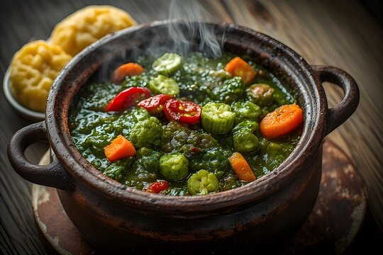 jamaican callaloo stew in a pot