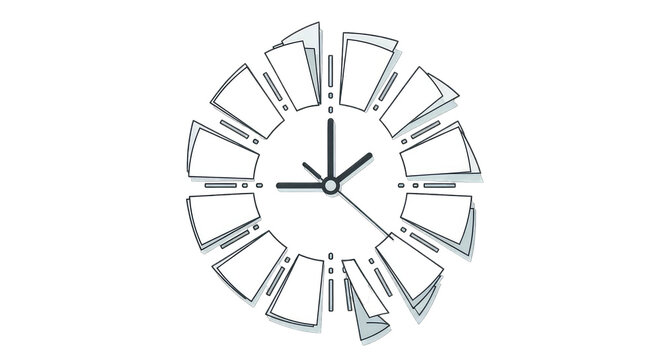 Abstract Clock Face Design with Radial Elements, Time Concept Illustration