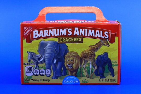 Barnum's Animals animal crackers in a point-of-sale box