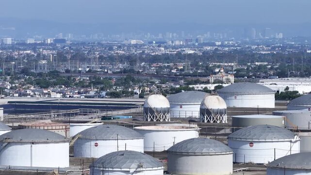 Aerial Past Torrance Refinery to Culver City and Westwood