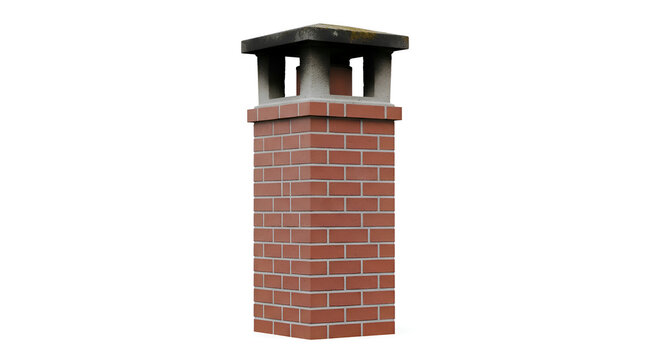 Red brick chimney stack with cowl.