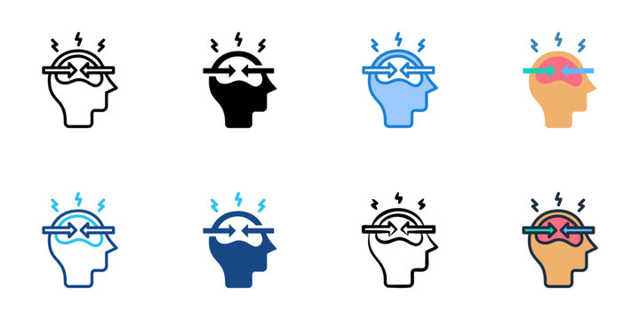 Cognitive dissonance icons set multiple style collection. Editable stroke 
