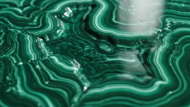 Swirling malachite patterns mimicking an ancient ocean floor