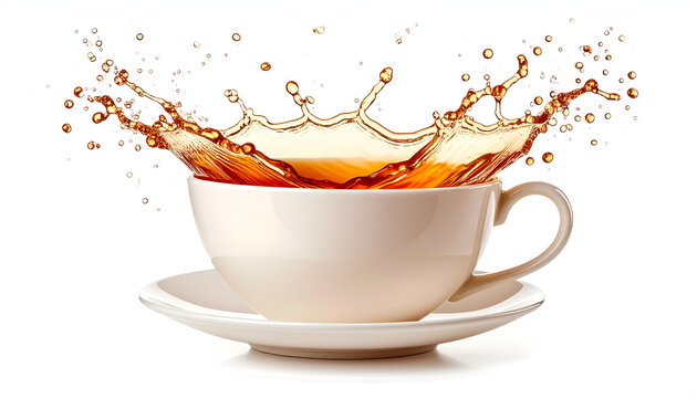 Coffee Splashing Out of White Cup.