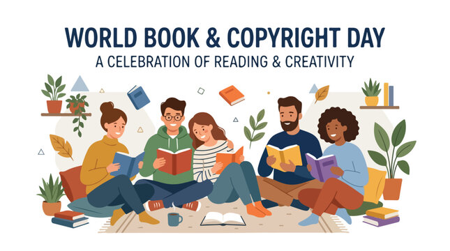vector of people group celebrating "World Book and Copyright Day" 007