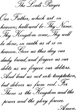 The Lord's Prayer with Grunge texture handwritten in elegant calligraphy