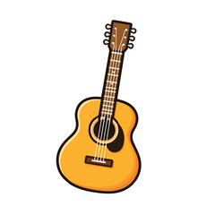 Obraz premium Simple vector illustration of a brown acoustic guitar, designed with clean lines and minimal detail, capturing a classic musical instrument in a warm and elegant style.