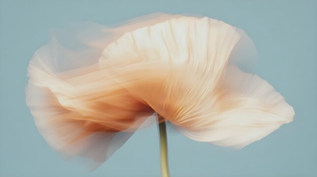 Ethereal Peach Poppy Bloom with Motion Blur