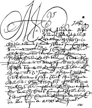 A Grunge texture handwritte letter with elegant cursive script and ornate flourishes